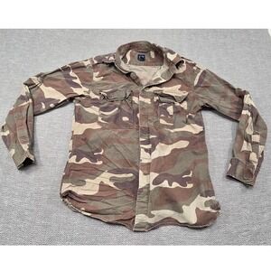 GAP Men Camo Ripstop Military Utility Button Down Shirt Small RN54023 Camouflage